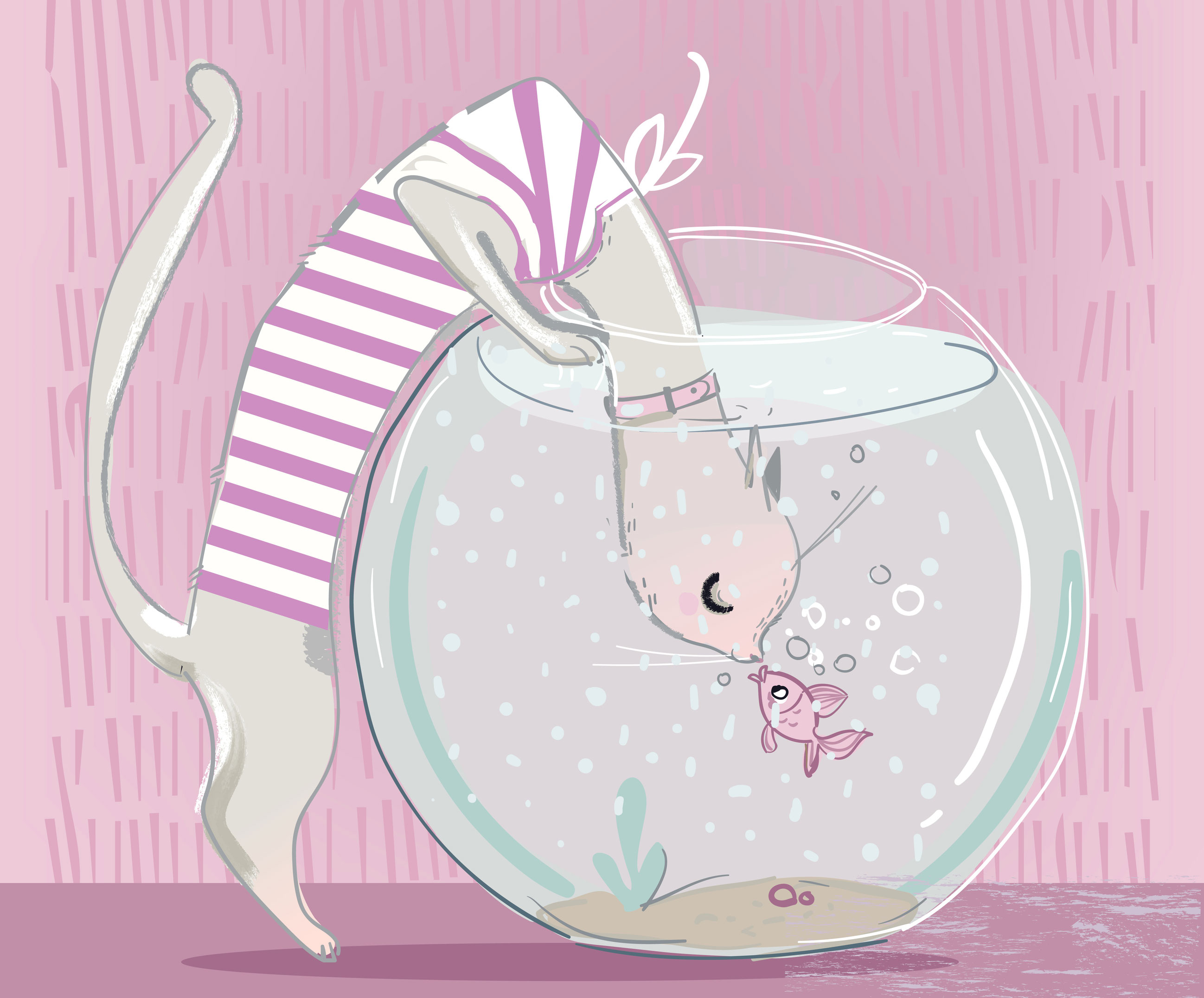 cat drinking fish tank water